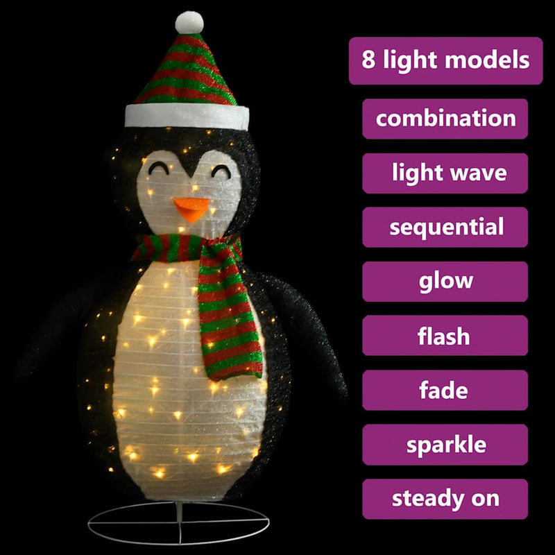 Figurină pinguin decorativă de Crăciun, LED, 60 cm țesătură lux