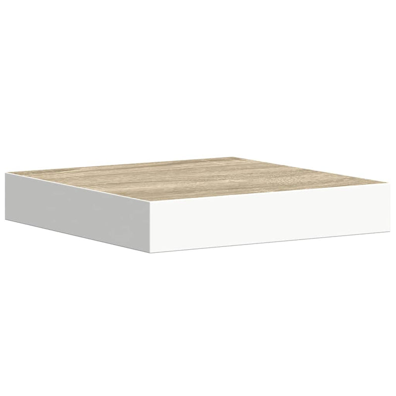 Raft de perete suspendat, stejar/alb, 23x23,5x3,8 cm, MDF