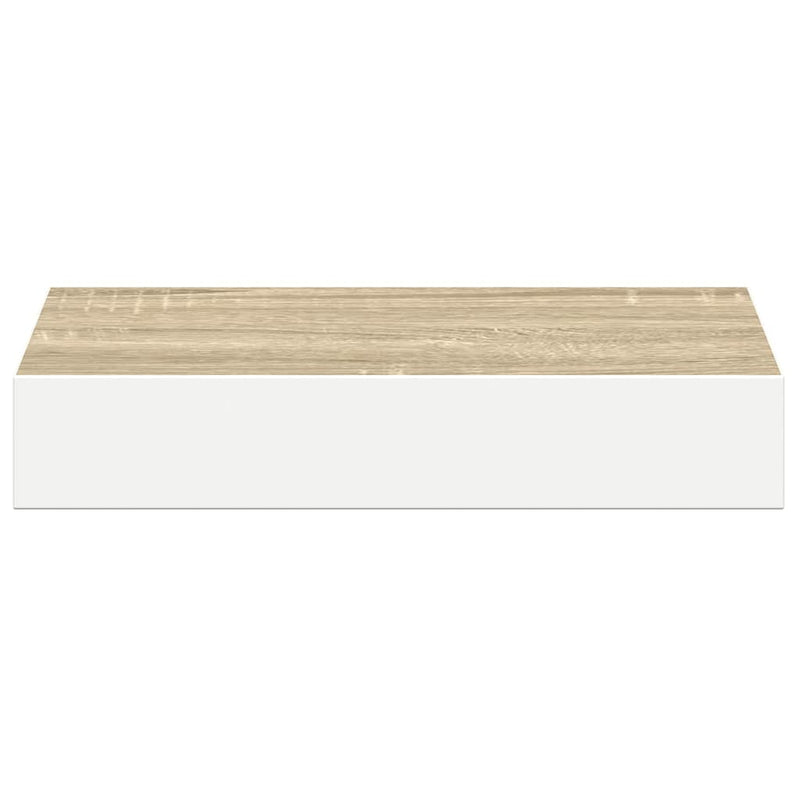 Raft de perete suspendat, stejar/alb, 23x23,5x3,8 cm, MDF