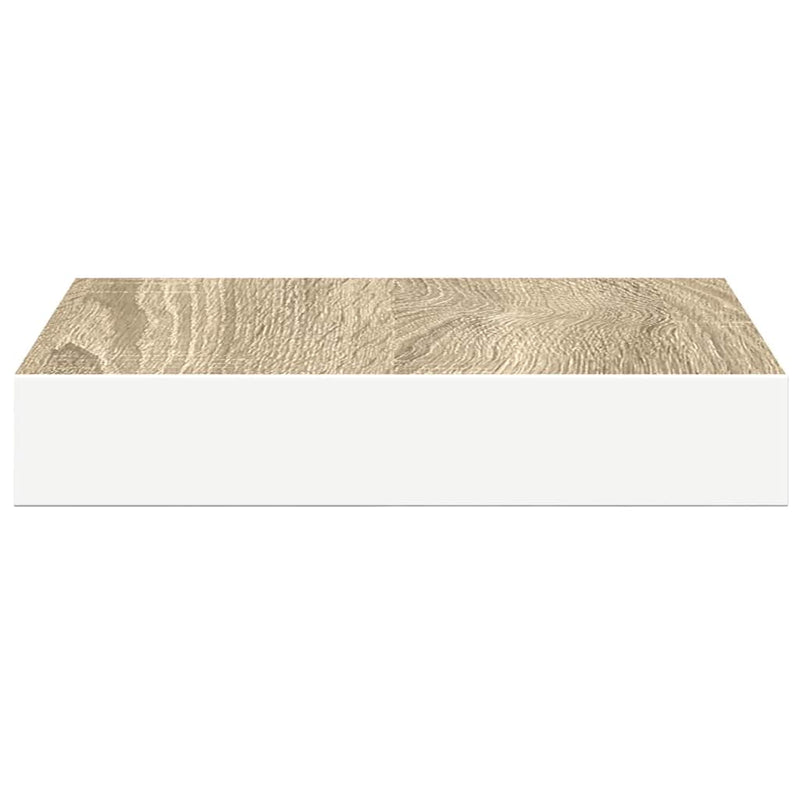 Raft de perete suspendat, stejar/alb, 23x23,5x3,8 cm, MDF