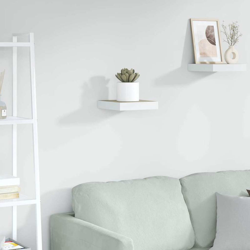 Raft de perete suspendat, stejar/alb, 23x23,5x3,8 cm, MDF