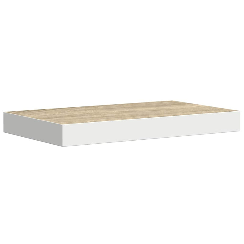 Rafturi perete suspendate 2 buc. alb/stejar 50x23,5x3,8cm MDF
