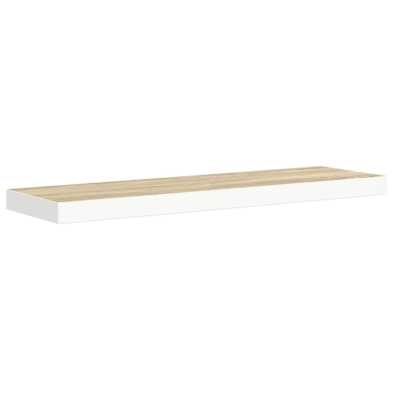Raft de perete suspendat, alb și stejar, 80x23,5x3,8 cm, MDF