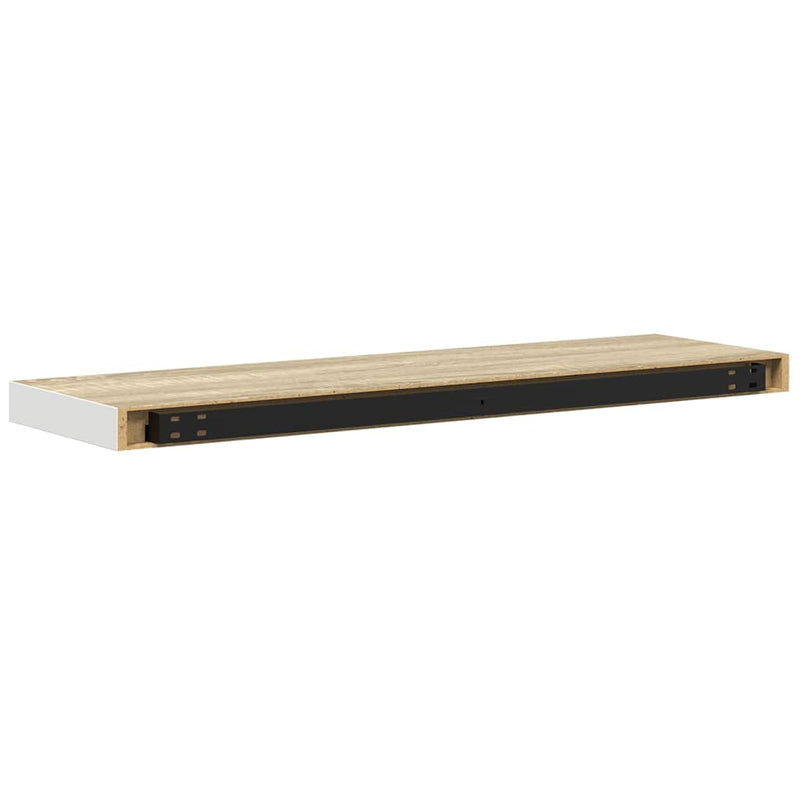 Raft de perete suspendat, alb și stejar, 80x23,5x3,8 cm, MDF