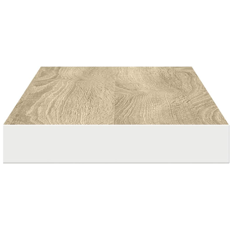 Rafturi perete suspendate 4 buc. stejar/alb 90x23,5x3,8 cm MDF