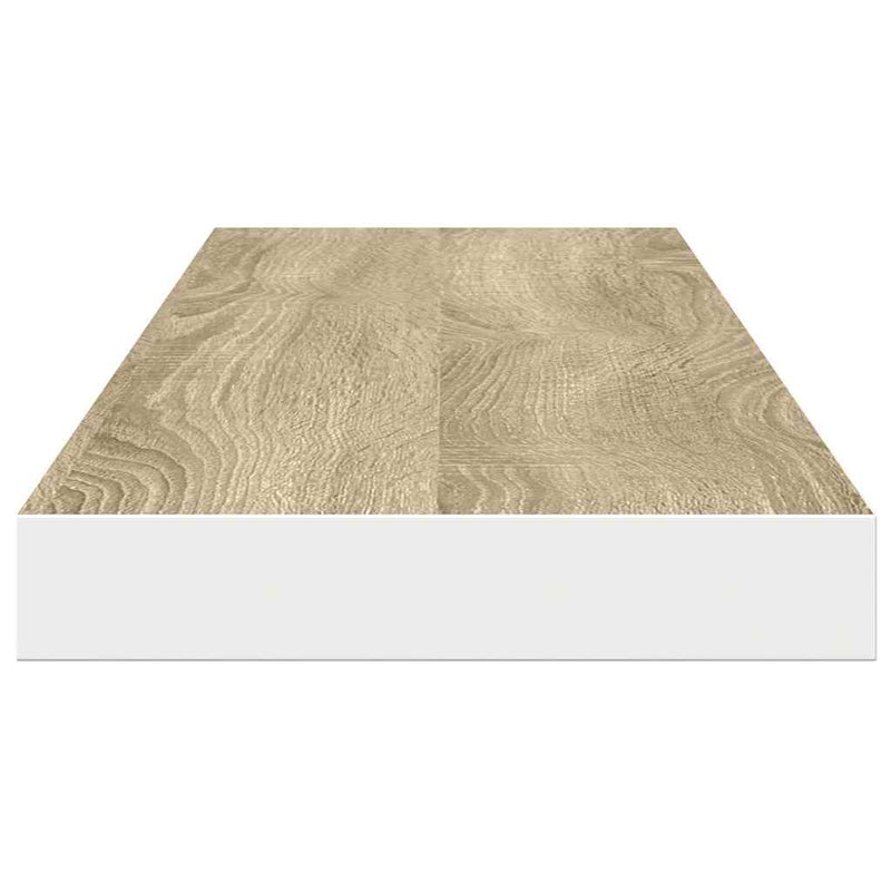 Raft de perete suspendat, stejar și alb, 120x23,5x3,8 cm, MDF