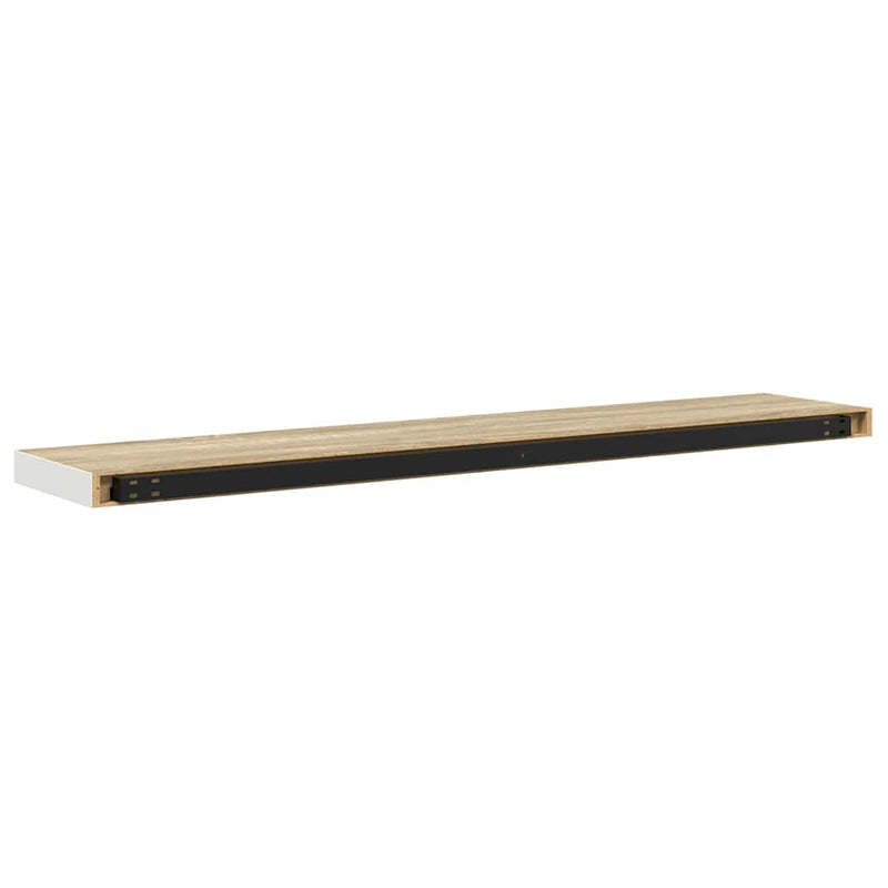 Raft de perete suspendat, stejar și alb, 120x23,5x3,8 cm, MDF