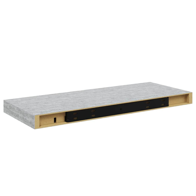 Raft de perete suspendat, gri beton, 60x23,5x3,8 cm, MDF