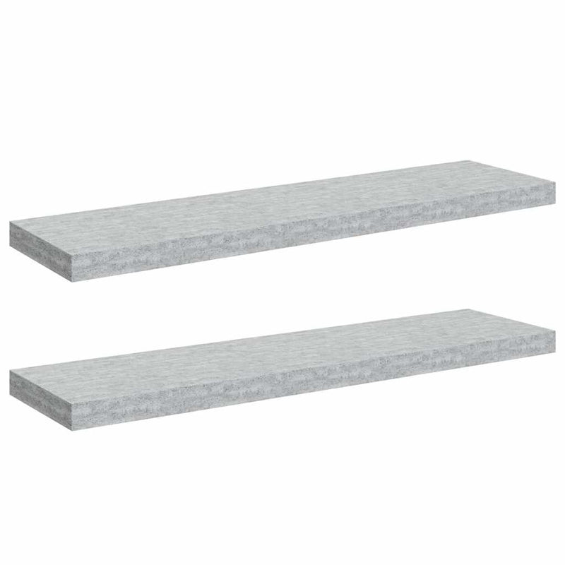 Rafturi perete suspendate 2 buc. gri beton 90x23,5x3,8 cm MDF