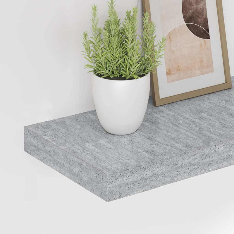 Rafturi perete suspendate 2 buc. gri beton 90x23,5x3,8 cm MDF