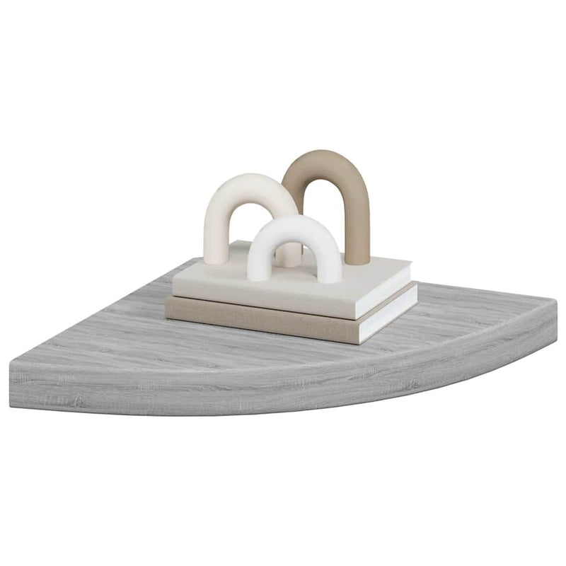 Raft de colț de perete, gri beton, 35x35x3,8 cm, MDF