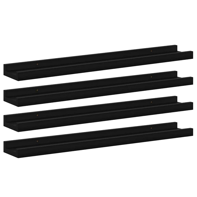 Rafturi de perete, 4 buc., negru, 60x9x3 cm