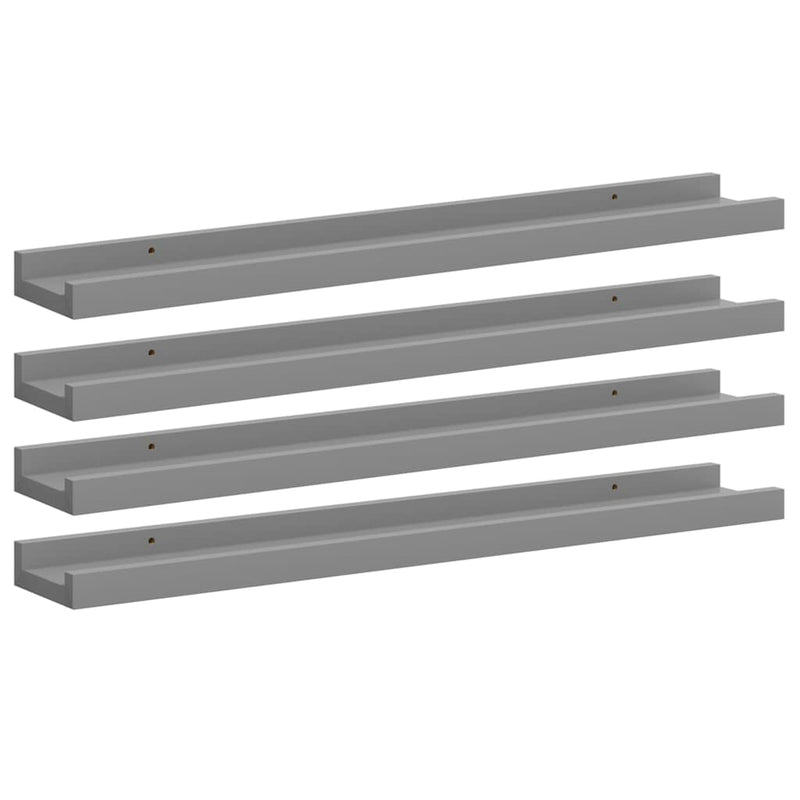 Rafturi de perete, 4 buc., gri, 60x9x3 cm