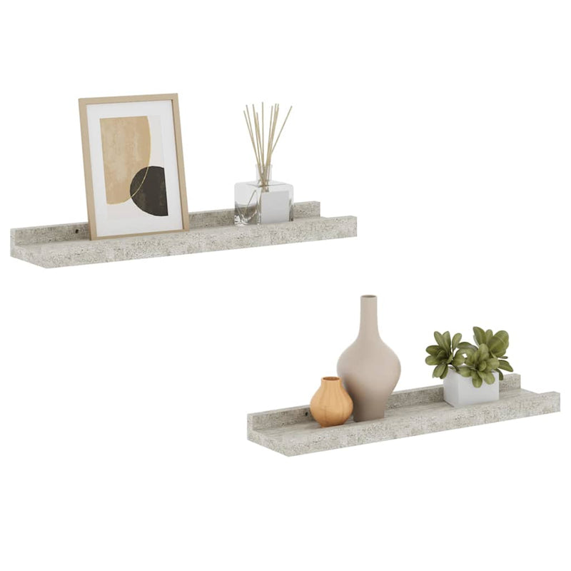Rafturi de perete, 2 buc., gri beton, 40x9x3 cm