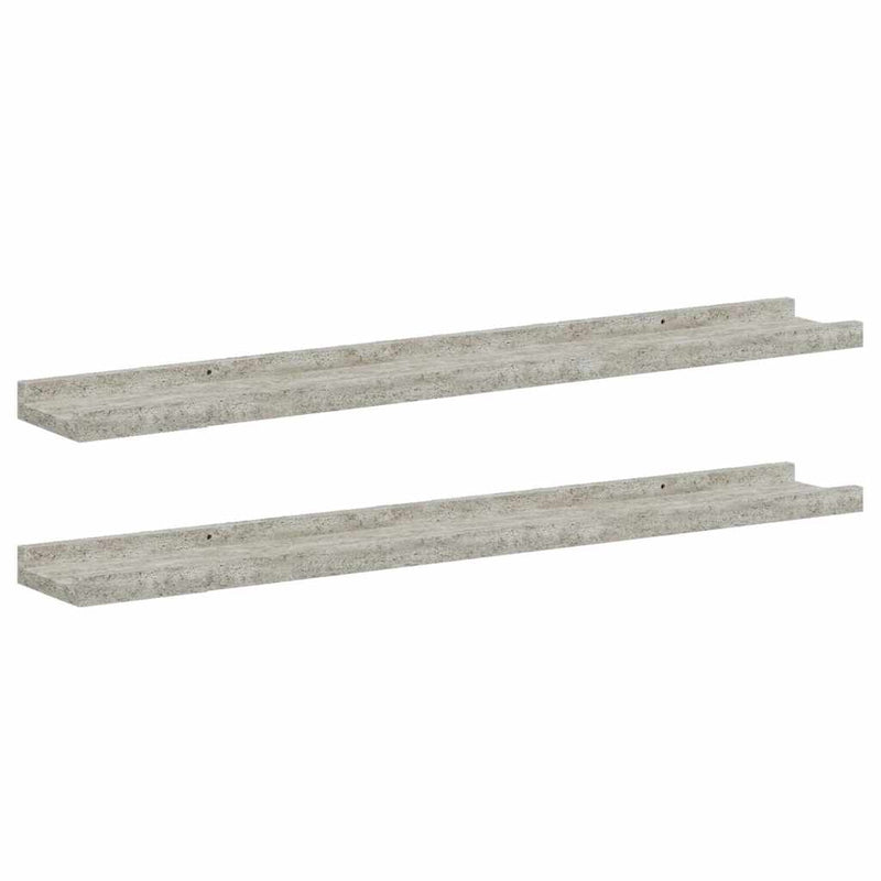 Rafturi de perete, 2 buc., gri beton, 80x9x3 cm