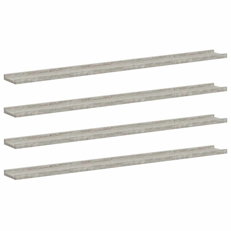 Rafturi de perete, 4 buc., gri beton, 115x9x3 cm