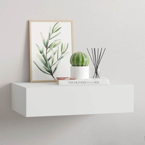 Raft de perete cu sertar, alb, 40x23,5x10 cm, MDF