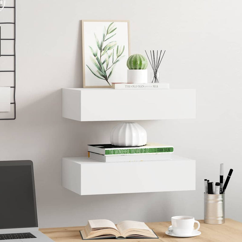 Dulap de perete cu sertare, 2 buc., alb, 40x23,5x10 cm, MDF