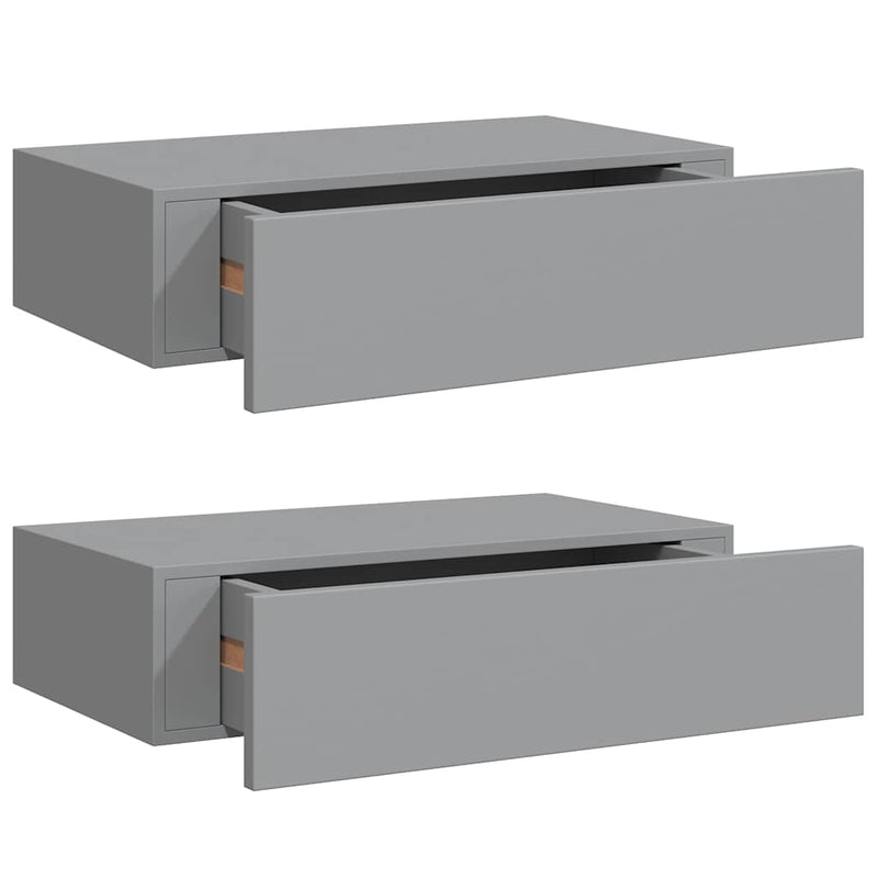 Dulap de perete cu sertar, 2 buc., gri, 40x23,5x10 cm, MDF