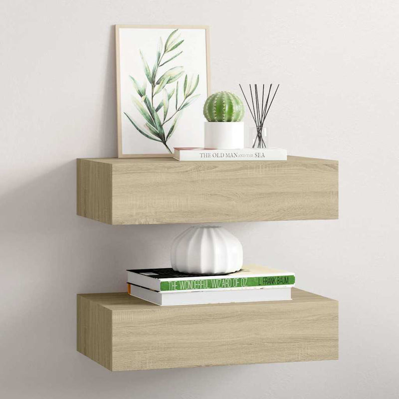 Dulapuri de perete cu sertar, 2 buc., stejar, 40x23,5x10 cm MDF