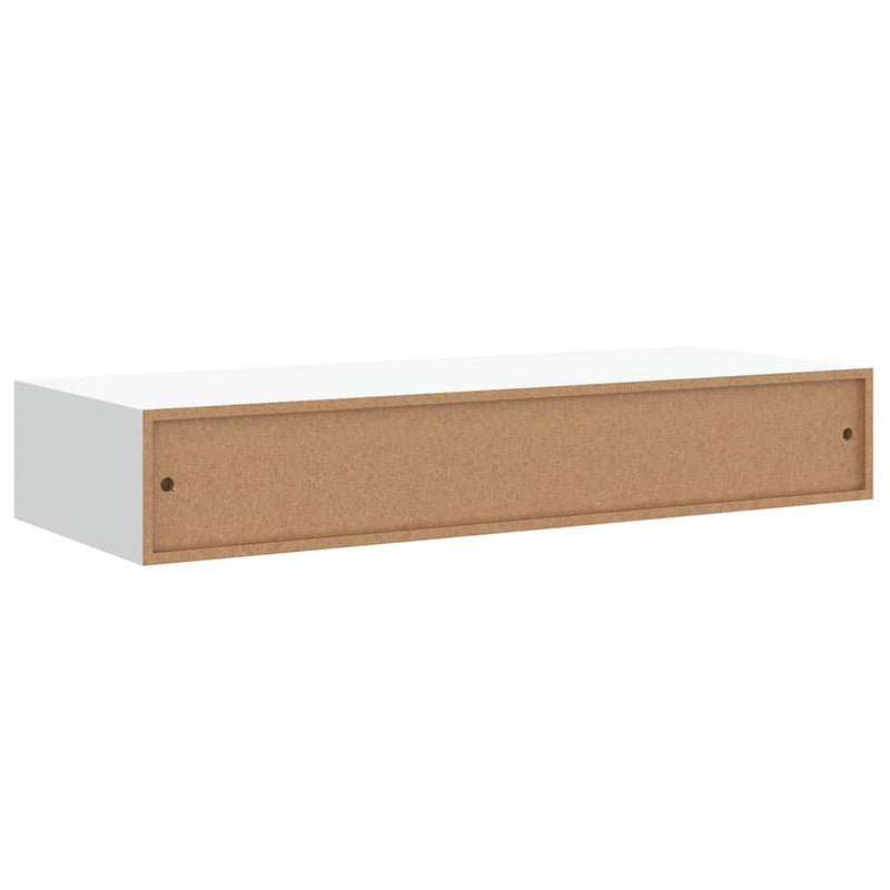 Raft de perete cu sertar, alb, 60x23,5x10 cm, MDF