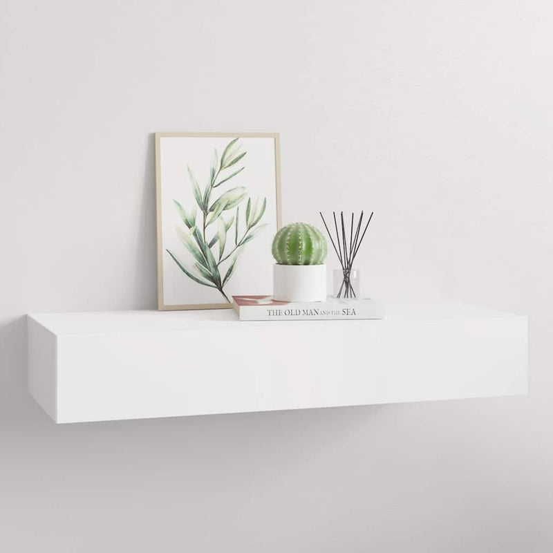 Raft de perete cu sertar, alb, 60x23,5x10 cm, MDF