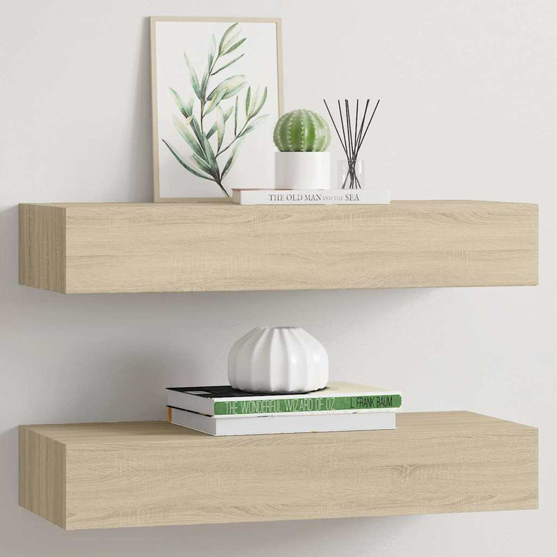 Dulapuri de perete cu sertare 2 buc. stejar 60x23,5x10 cm MDF