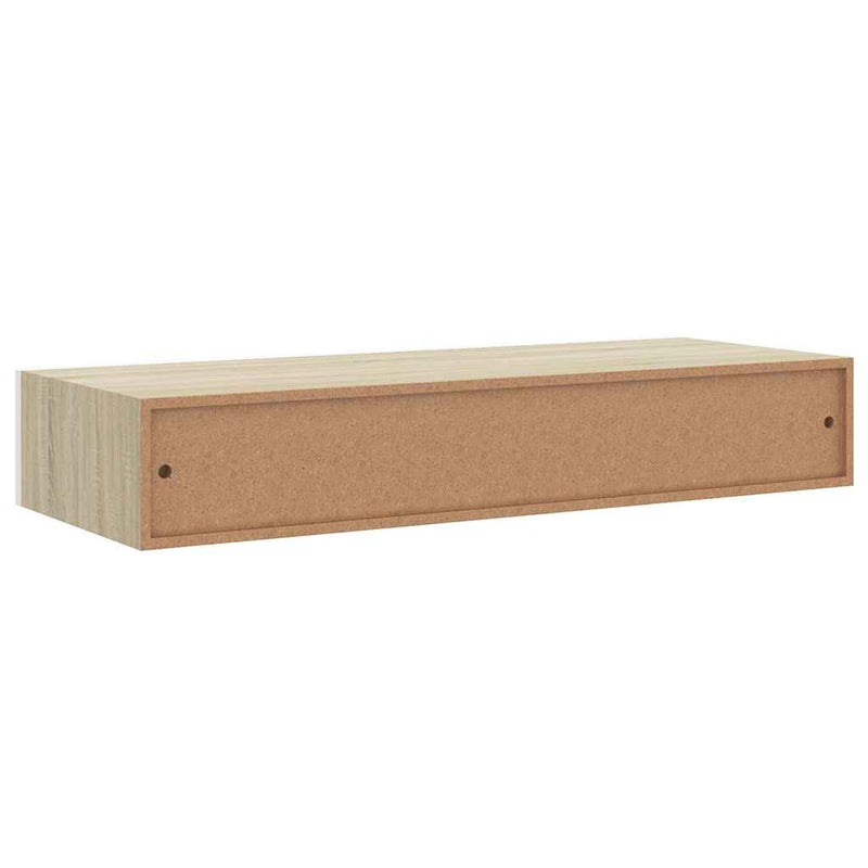 Raft de perete pentru sertare, stejar și alb, 60x23,5x10cm, MDF
