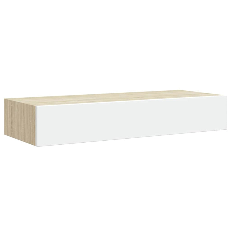 Rafturi de perete pentru sertare, 2 buc., stejar și alb, 60x23,5x10cm, MDF