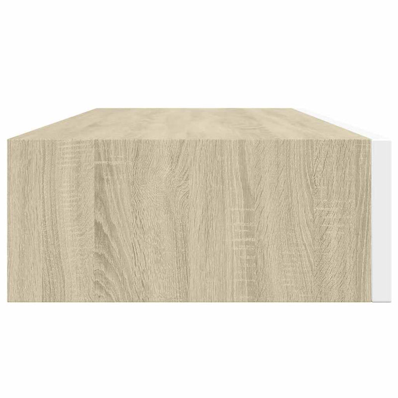 Rafturi de perete pentru sertare, 2 buc., stejar și alb, 60x23,5x10cm, MDF