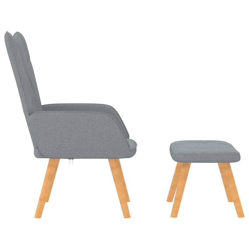 Scaun de relaxare cu taburet, gri deschis, material textil