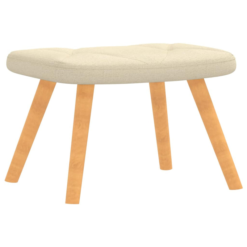 Scaun de relaxare cu taburet, crem, material textil