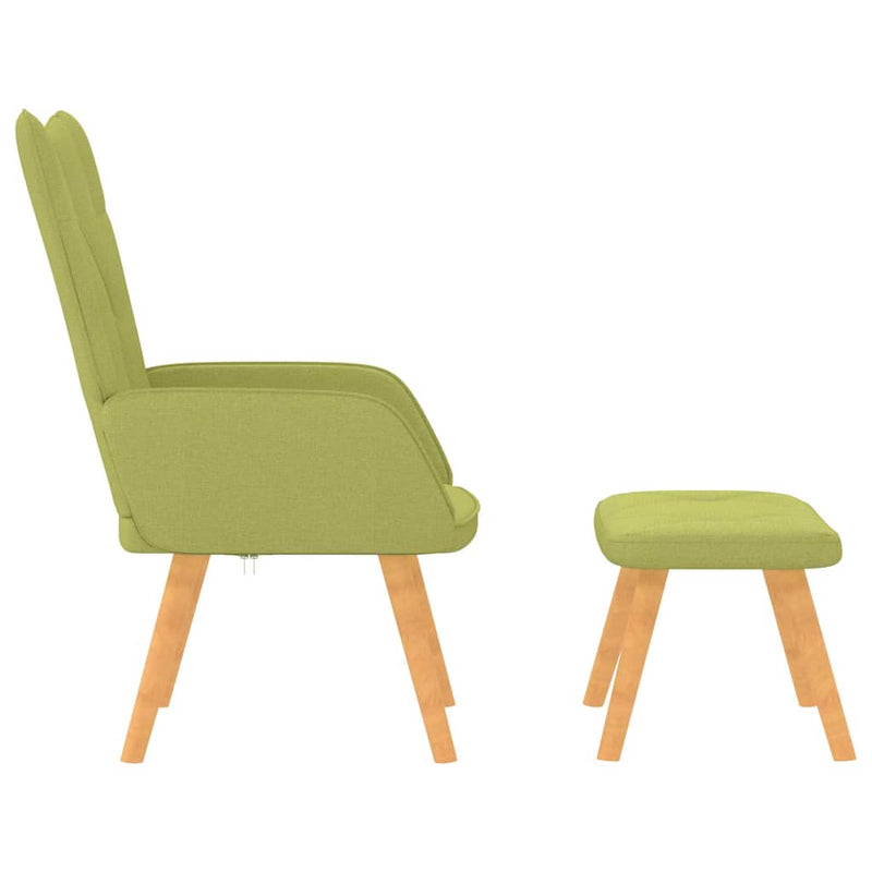 Scaun de relaxare cu taburet, verde, textil