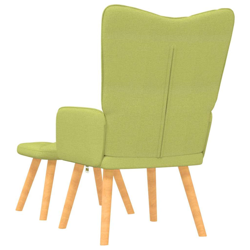 Scaun de relaxare cu taburet, verde, textil