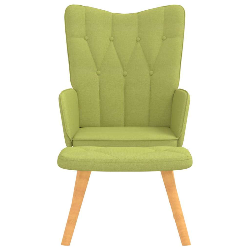 Scaun de relaxare cu taburet, verde, textil