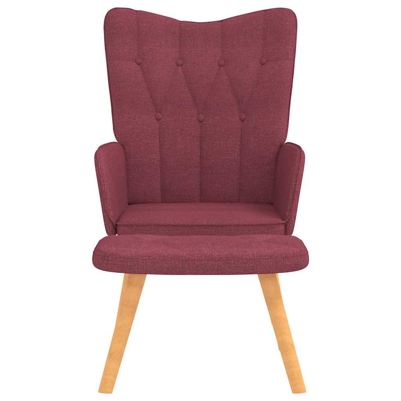 Scaun de relaxare cu taburet, roșu vin, textil