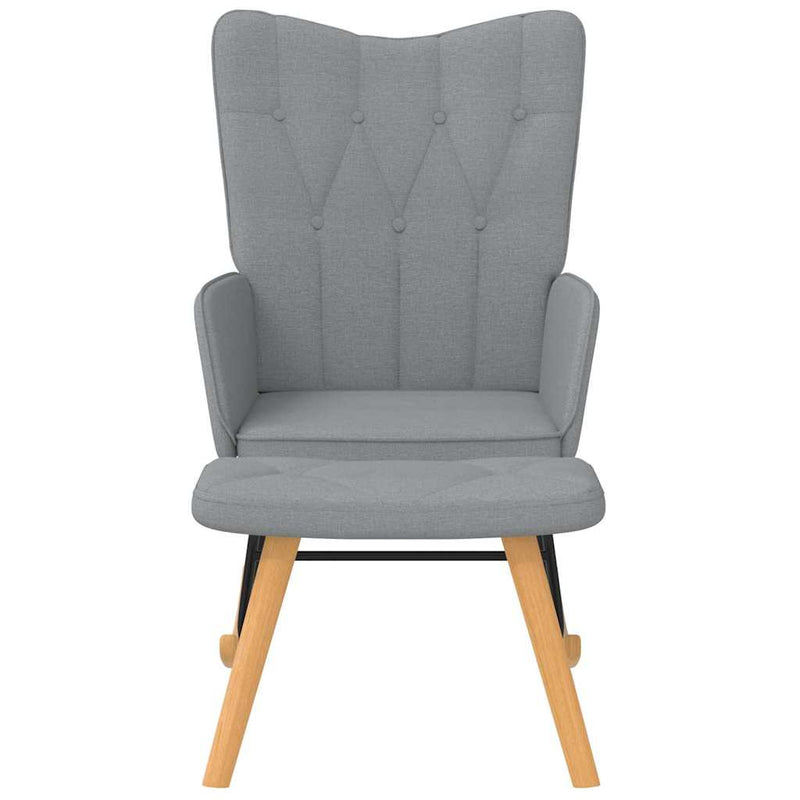 Scaun balansoar cu taburet, gri deschis, textil