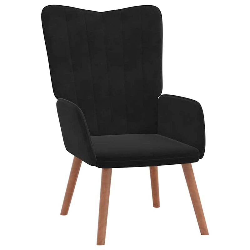 Scaun de relaxare, negru, catifea