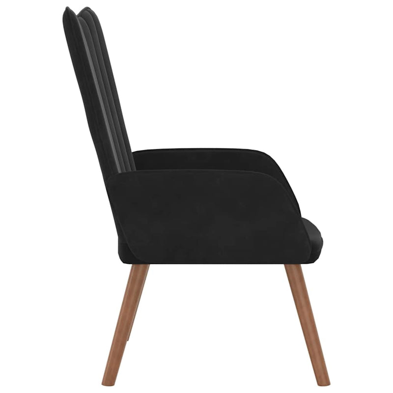Scaun de relaxare, negru, catifea