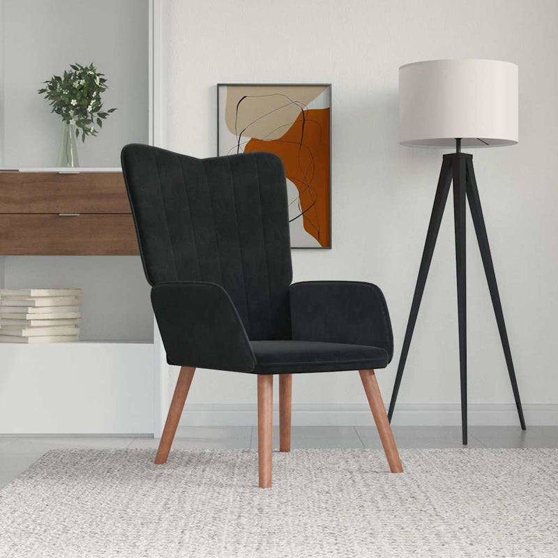 Scaun de relaxare, negru, catifea