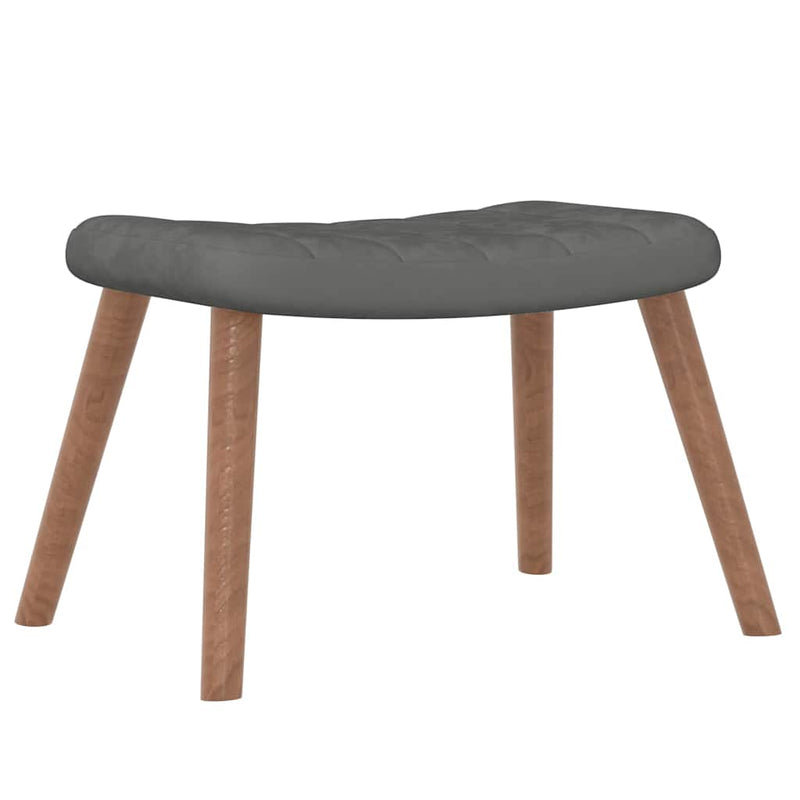 Scaun de relaxare cu taburet, gri închis, catifea