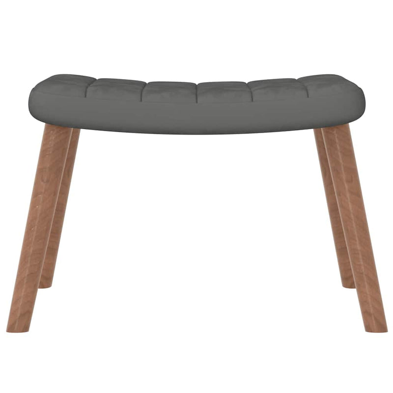 Scaun de relaxare cu taburet, gri închis, catifea