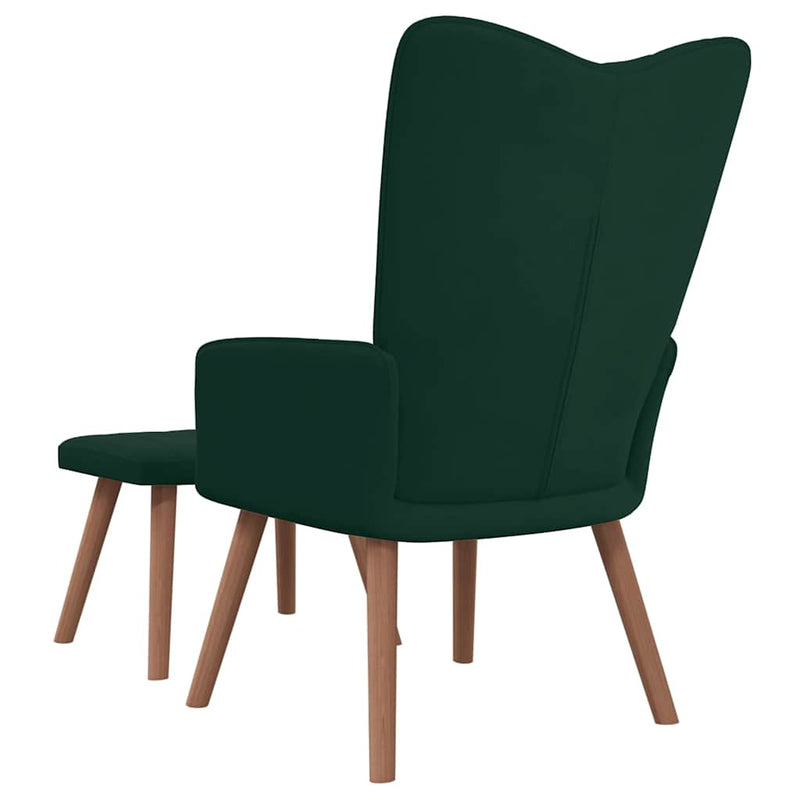 Scaun de relaxare cu taburet, verde închis, catifea