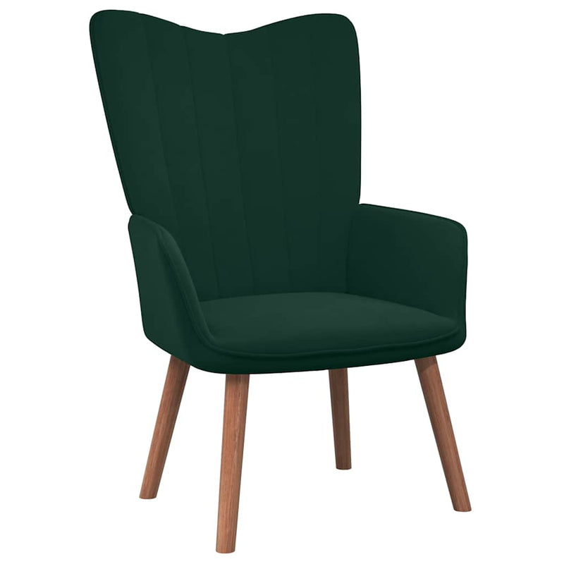 Scaun de relaxare cu taburet, verde închis, catifea