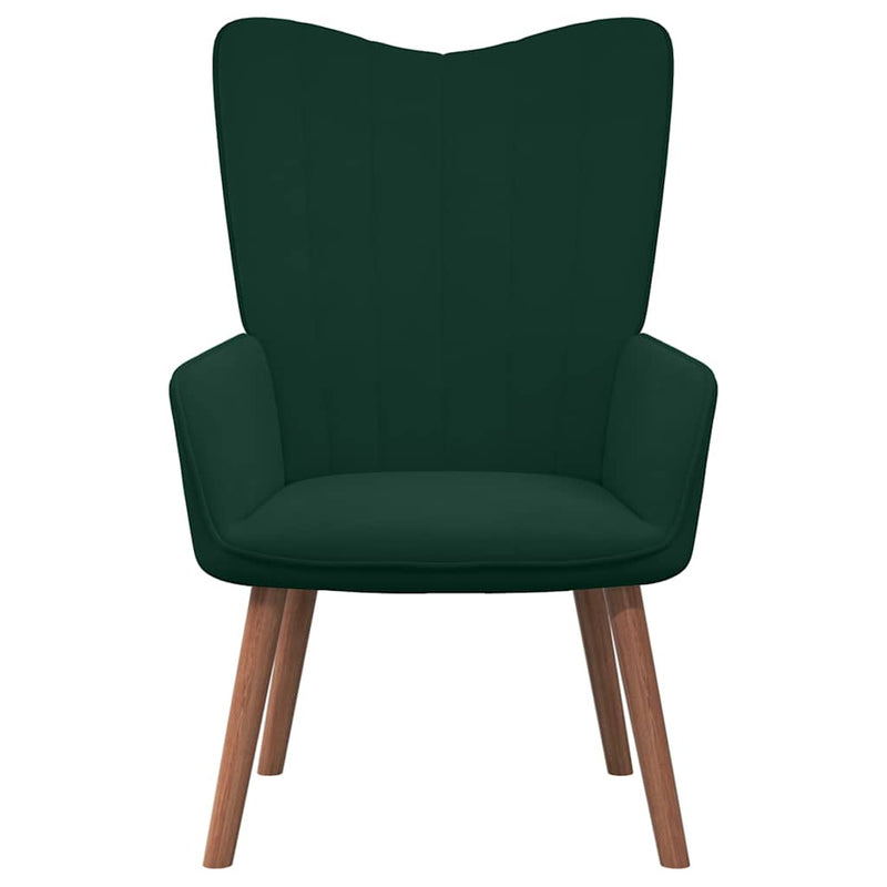 Scaun de relaxare cu taburet, verde închis, catifea