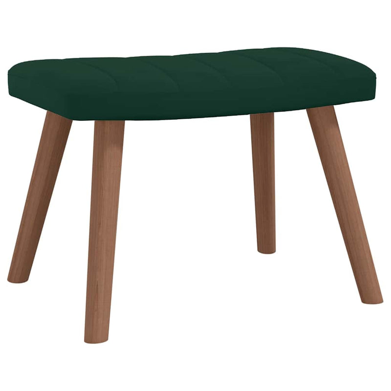 Scaun de relaxare cu taburet, verde închis, catifea