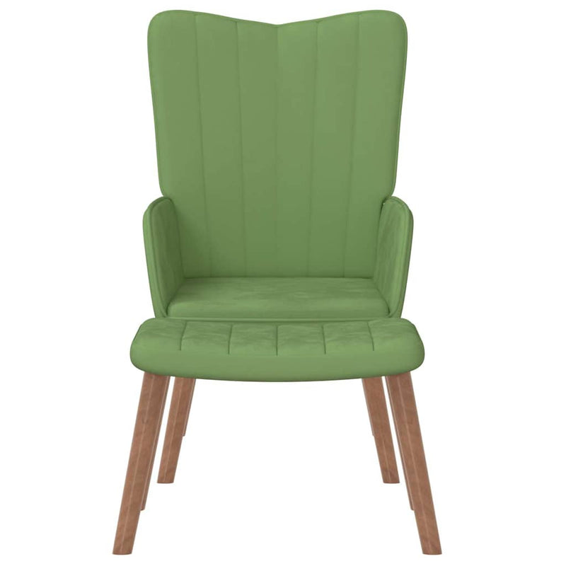 Scaun de relaxare cu taburet, verde deschis, catifea