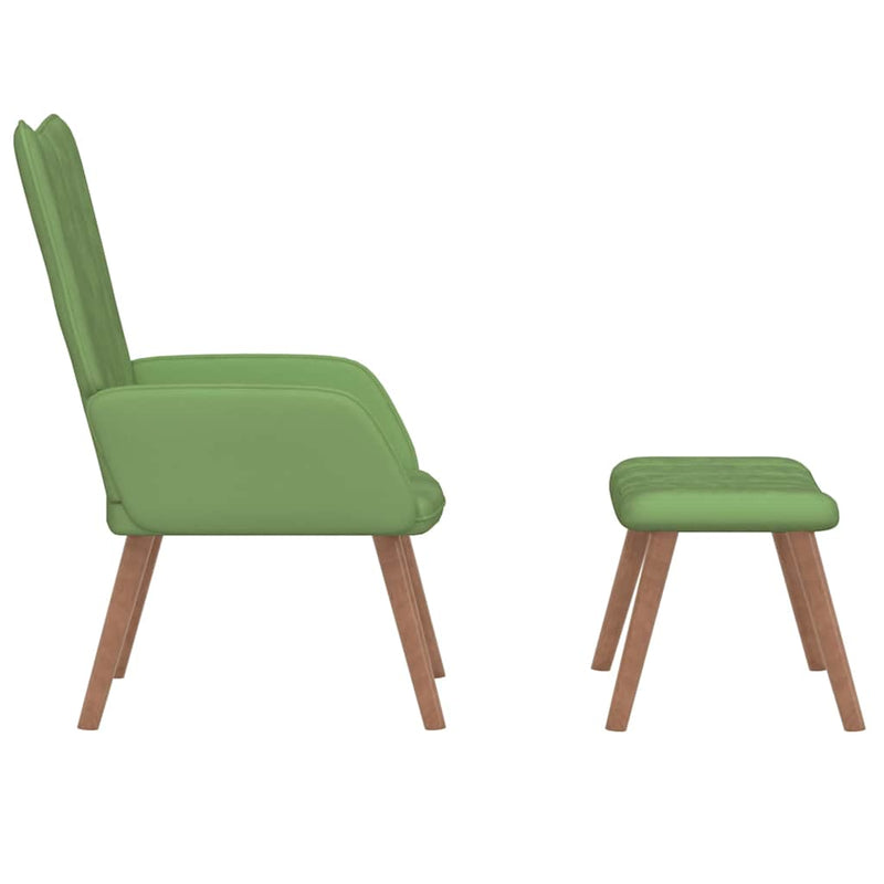 Scaun de relaxare cu taburet, verde deschis, catifea