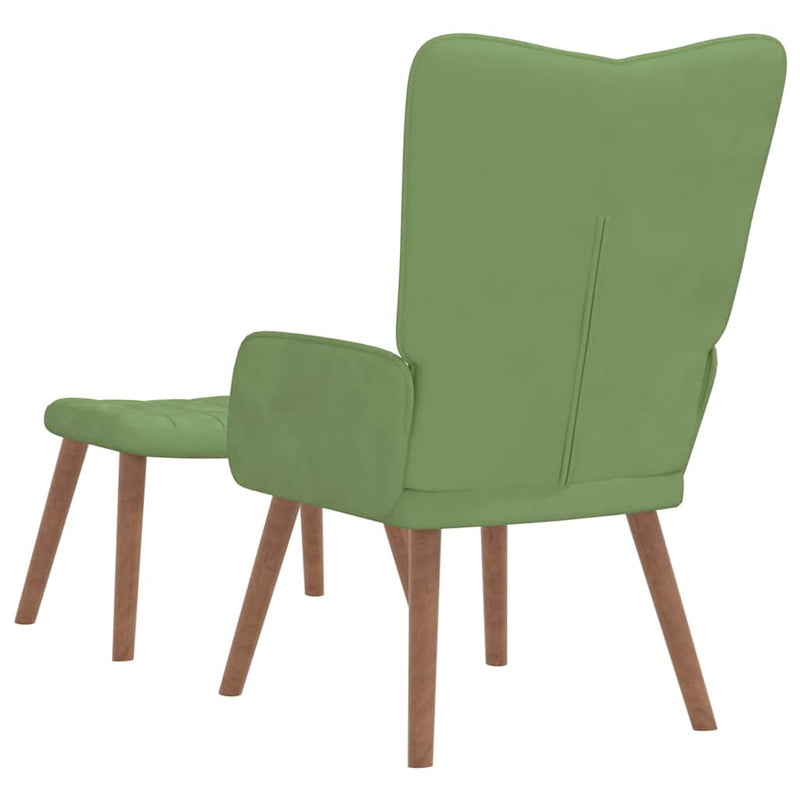 Scaun de relaxare cu taburet, verde deschis, catifea