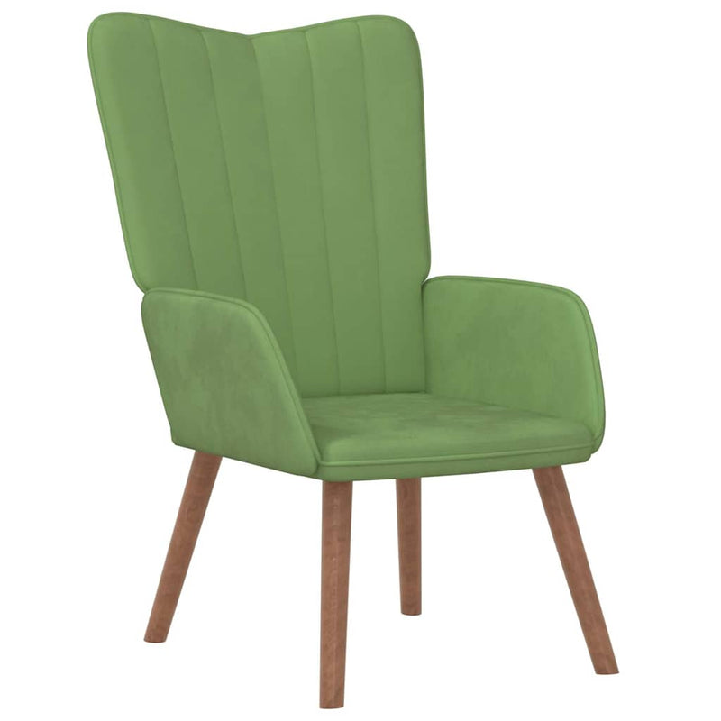 Scaun de relaxare cu taburet, verde deschis, catifea
